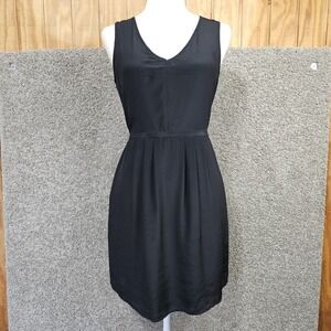 NWT Madewell Alexa Chung 100% Silk Mini Dress Sz 2 Black Cutout Back Sleeveless